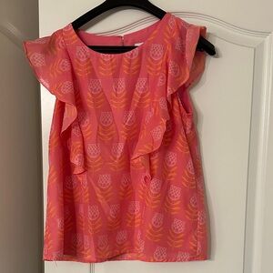 J.Marie Coral Patterned Ruffle Blouse